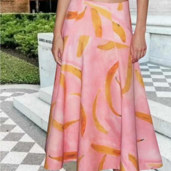 Tik Tok viral Zara Pink Banana Print Skirt, Size XL NEW WITH TAGS - Picture 2 of 5